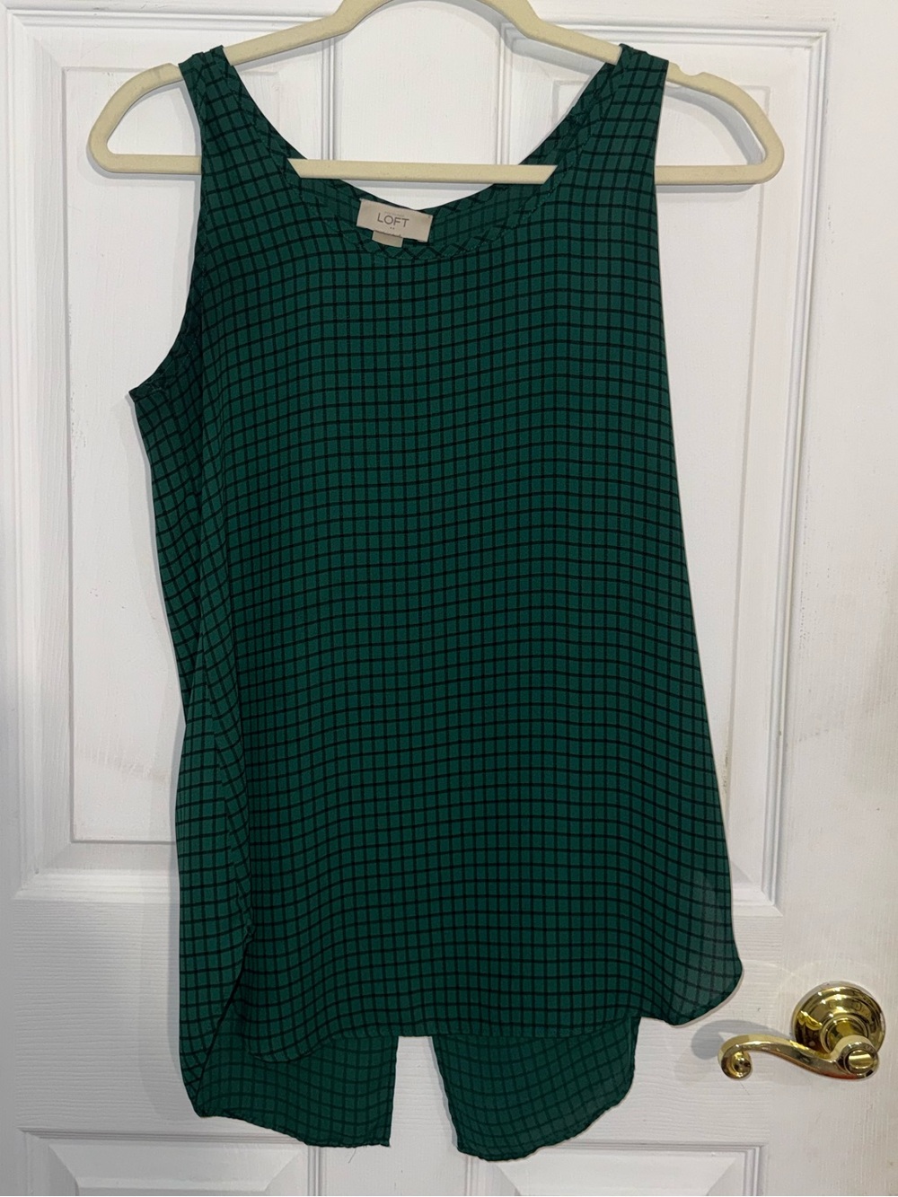 LOFT Dark Green Plaid/Checked Sleeveless Tank XS